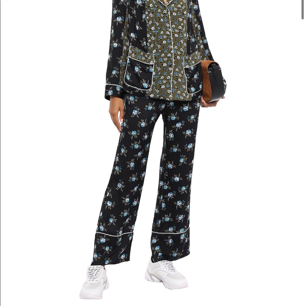 SANDRO Floral-print satin flared pants